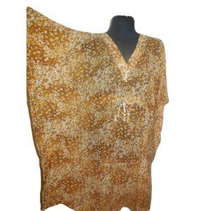 Tunic Blouse XL  NEW Sheer Chiffon summer top beach cover up light-weight v-neck